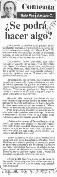¿Se podrá hacer algo? : [comentario] [artículo] Italo Passalacqua.