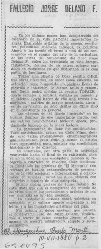 Falleció Jorge Délano F.
