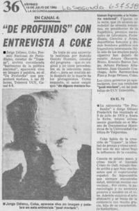 "De profundis" con entrevista a Coke.