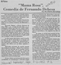 "Mama Rosa". Comedia de Fernando Debesa  [artículo] Wilfredo Mayorga.