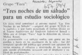 "Tres noches de un sabado" para un estudio sociológico