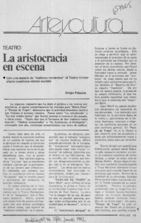 La aristocracia en escena  [artículo] Sergio Palacios.