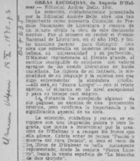 Obras escogidas de Augusto D'Halmar.  [artículo]