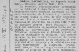 Obras escogidas de Augusto D'Halmar.  [artículo]