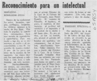 Reconocimiento para un intelectual
