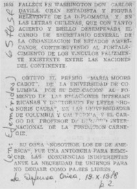 Fallece en Washington don Carlos Dávila.