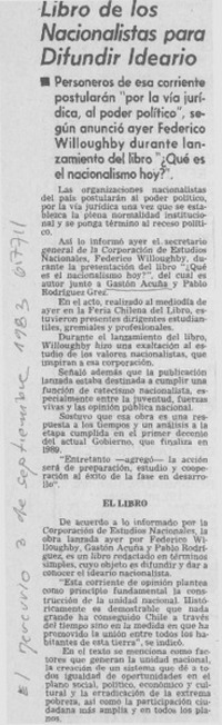 Libro de los nacionalistas para difundir ideario.