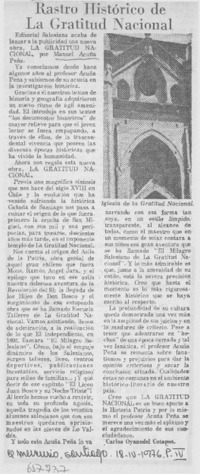 Rastro histórico de la Gratitud Nacional