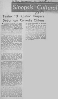 Teatro "El Rostro" prepara debut con comedia chilena.  [artículo]