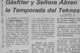 Gásfiter y señora abren la temporada del teknos.  [artículo]