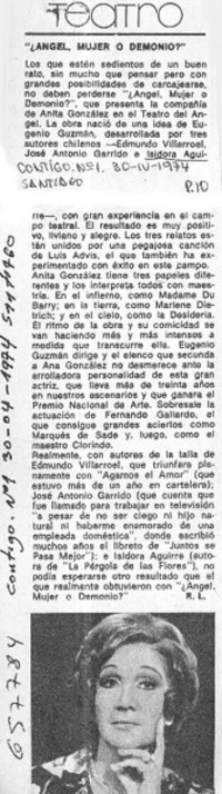 "¿Angel, mujer o demonio?"  [artículo] R. L.
