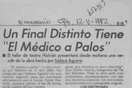 Un final distinto tiene "El médico a palos".  [artículo]