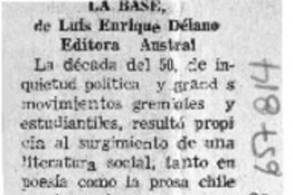 La base, de Luis Enrique Délano.  [artículo]