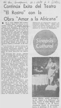 Continúa éxito del teatro "El Rostro" con la obra "Amor a la africana".