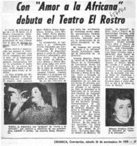 Con "Amor a la africana" debuta el Teatro El Rostro.  [artículo]