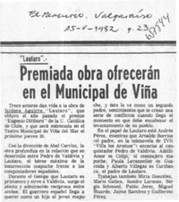 Premiada obra ofrecerán en el Municipal de Viña.  [artículo]