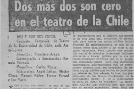 Dos más dos son cero en el teatro de la Chile.  [artículo]