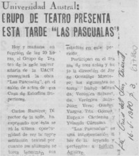 Grupo de teatro presenta esta tarde "Las Pascualas".