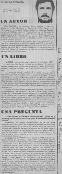 Un autor, un libro, una pregunta  [artículo] Olga Arratia.