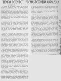 "Tiempo detenido", poemas de Ximena Adriazola