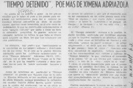 "Tiempo detenido", poemas de Ximena Adriazola
