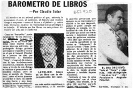 Barometro de libros  [artículo] Claudio Solar.