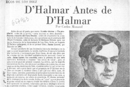 D'Halmar antes de D'Halmar  [artículo] Carlos Morand.