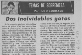 Dos inolvidables gatos  [artículo] Hugo Goldsack.