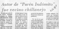 Autor de "Purén indómito" fue vecino chillanejo.  [artículo]