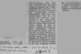 Ecología: una introducción a los problemas del medio ambiente.  [artículo]