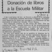 Donación de libros a la Escuela Militar.  [artículo]