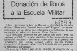 Donación de libros a la Escuela Militar.  [artículo]