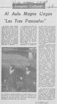 Al Aula Magna llegan "Las tres pascualas".