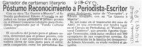 Póstumo reconocimiento a Periodista-escritor.  [artículo]