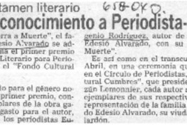 Póstumo reconocimiento a Periodista-escritor.  [artículo]