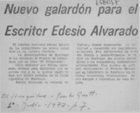 Nuevo galardón para el escritor Edesio Alvarado.  [artículo]