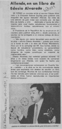 Allende, en un libro de Edesio Alvarado.  [artículo]