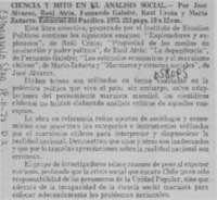 Ciencia y mito en el análisis social.  [artículo]