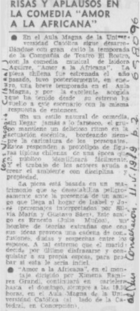 Risas y aplausos en la comedia "Amor a la africana".