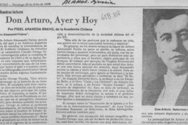 Don Arturo ayer y hoy  [artículo] Fidel Araneda Bravo.