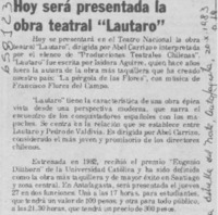 Hoy será presentada la obra teatral "Lautaro".