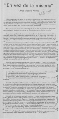 En vez de la miseria  [artículo] Carlos Mladinic Alonso.