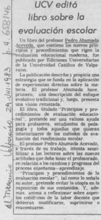 UCV editó libro sobre la evaluación escolar