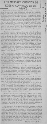 Los mejores cuentos de Edesio Alvarado  [artículo] Alberto Arraño.