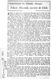 Edesio Alvarado, escritor de Chile  [artículo] Gonzalo Orrego.