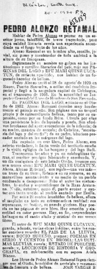Pedro Alonzo Retamal  [artículo] José Vargas Badilla.