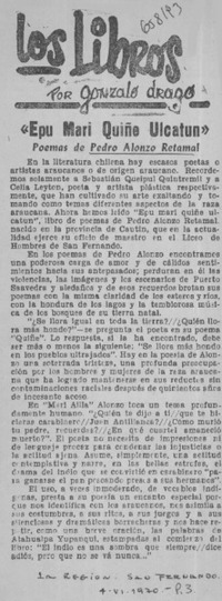 "Epu Maru Quiñe Ulcatun"  [artículo] Gonzalo Drago.