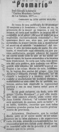 Poemario  [artículo] Luis Agoni Molina