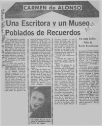 Una escritora y un museo poblados de recuerdos  [artículo] Gaby Garfias.