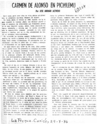 Carmen de Alonso en Pichilemu  [artículo] José Arraño Acevedo.